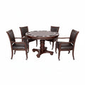 Round Poker Table Set Built to Transform Any Space, Walnut Hardwood, 4 Rolling Chairs, Reversible Top