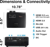 UHZ36 4K UHD Laser HDR Home Theater Projector - Black