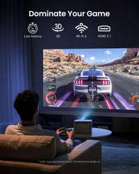 DBOX02 Laser Projector 4K GTV, 2450 ISO Lumens, Netflix Officially Licensed, Blu-Ray 3D, Home Theater Projector with Wifi and Bluetooth, HDR10+, 200-Inch Picture, 2X12W DTS:, Dolby Audio