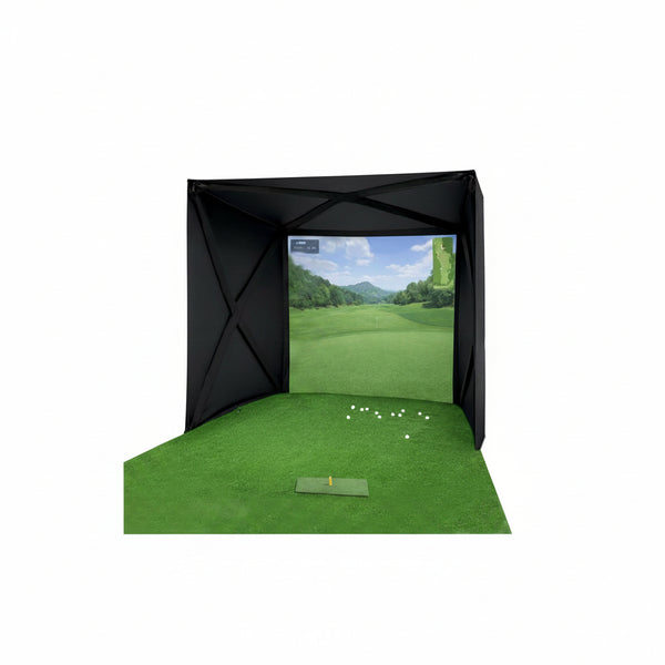 Golf Simulator Enclosure for Home Instant Quick and Easy Tool-Free Setup in 5 Mins Golf Hittig Cage - Complete Set with Heavy Duty Frame,Hd Impact Screen and Putting Green Turf (8X8 Ft)