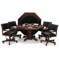 3-in-1 Game Table Set Designed for Multi-Purpose Entertainment, Reversible Poker Top, Bumper Pool Base, 4 Swivel Chairs
