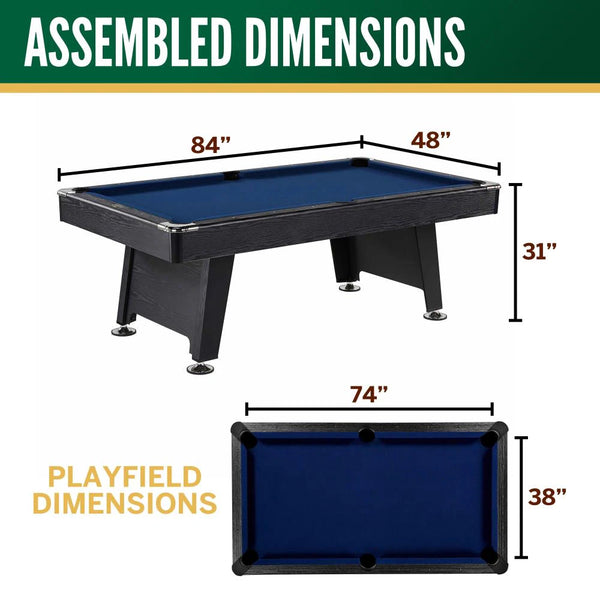 Pool Table Designed for Home Recreation, 7 Foot Indoor, Blue Tricot Cloth, Complete Accessories