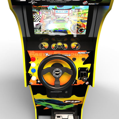 Arcade1Up the Fast and the Furious Deluxe Arcade Machine, Steering Wheel | Gaming Cabinet with 4-Position Gear Shift and Wi-Fi Leaderboards