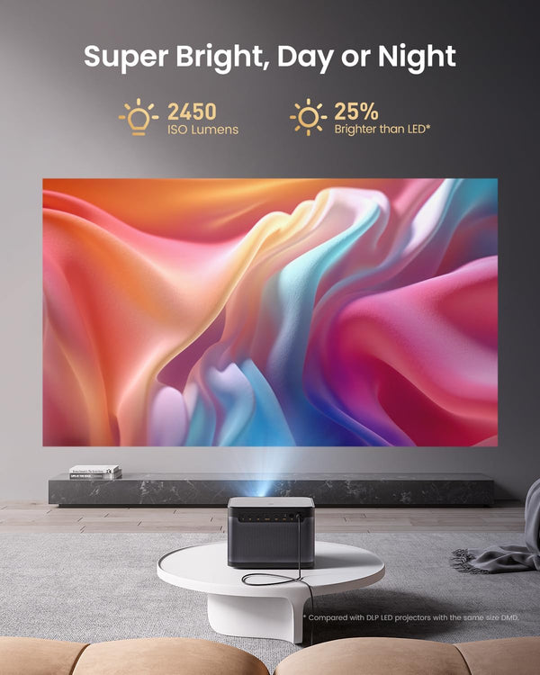 4K Laser Projector Built to Transform Entertainment, 2450 Lumens, Google TV, 200-Inch Display, HDR10+
