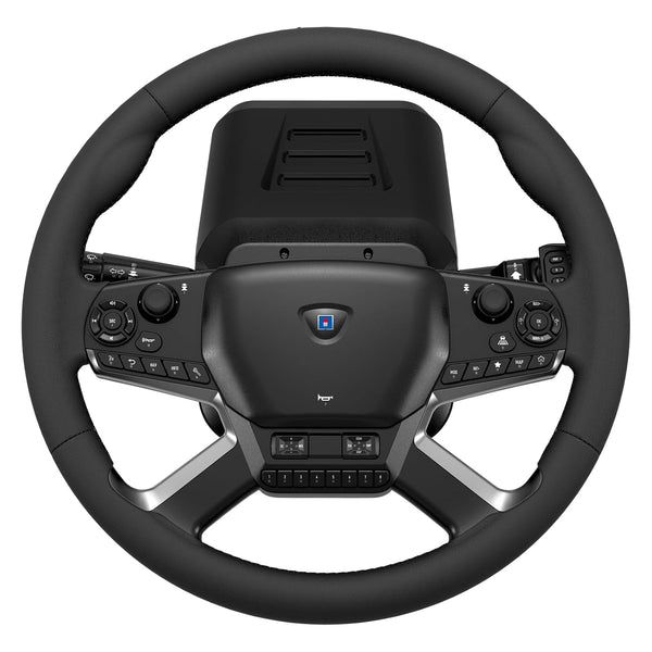 Force Feedback Steering Wheel Designed for Truck Simulation, 1800 Degree Rotation, Dual Motor System, Hall Effect Pedals
