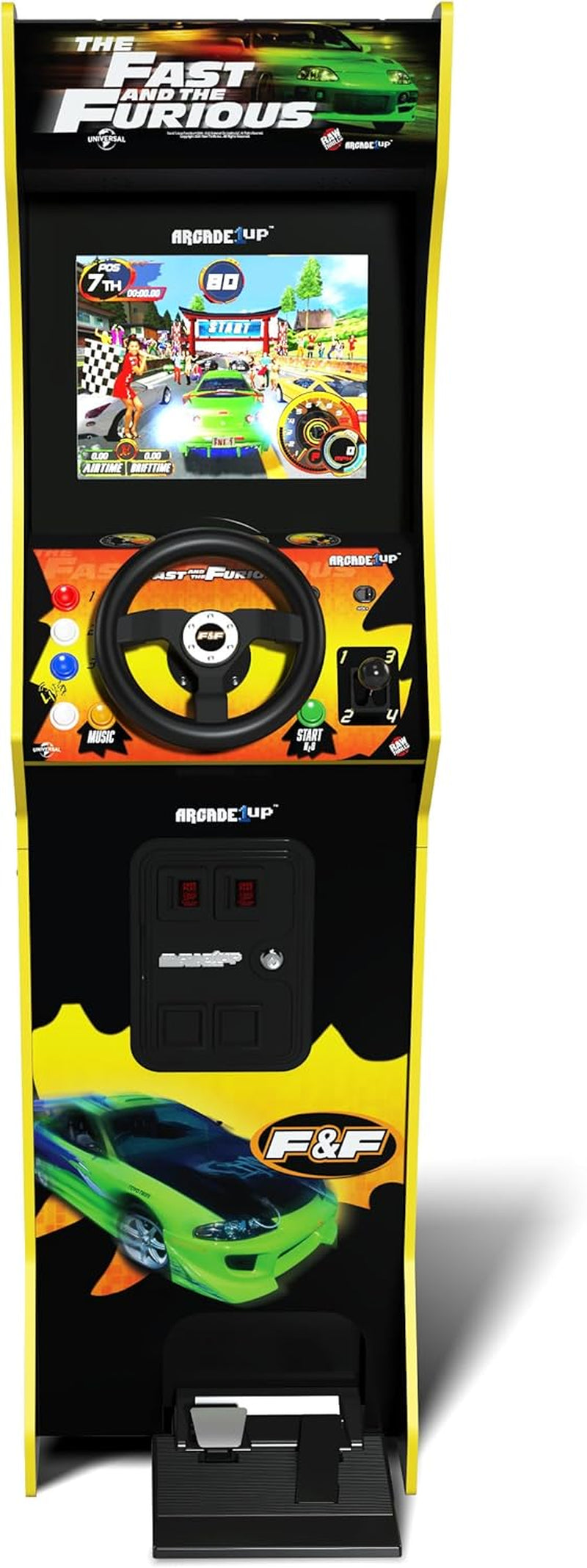 Arcade1Up the Fast and the Furious Deluxe Arcade Machine, Steering Wheel | Gaming Cabinet with 4-Position Gear Shift and Wi-Fi Leaderboards