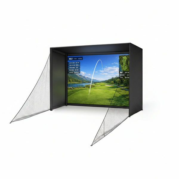 Golf Simulator Enclosure Kit 10 X 8 Ft with 4K-Ready Impact Screen | 600D Blackout Cover, Anti-Ricochet Foam Padding & Safety Side Nets, Golf Cage for Indoor Garage, Basement & Home Practice