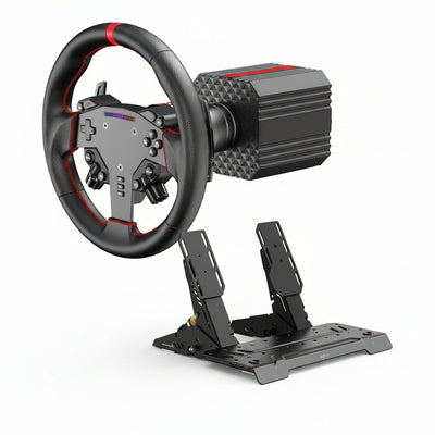 VD6 Bundle: Racing Wheel and Pedals, 6 Nm Direct Drive Force Feedback | Servo Motor, W as Steering Wheel, Hall Effect 2-Pedal Set, and Clamp – Professional Sim Racing Setup for Windows PC (7–11)
