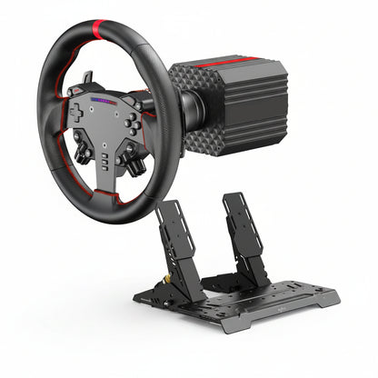 VD6 Bundle: Racing Wheel and Pedals, 6 Nm Direct Drive Force Feedback | Servo Motor, W as Steering Wheel, Hall Effect 2-Pedal Set, and Clamp – Professional Sim Racing Setup for Windows PC (7–11)