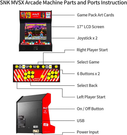 MVSX Arcade Machine and Base Combo, Pre-Loaded 50 SNK Retro Arcade Games