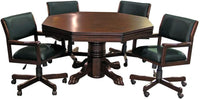 3-In1 Combination Game & Dining Table Set with 4 Rocker-Swivel Chairs- (Mahogany Finish)