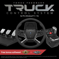 Truck Control System for Windows 11/10 with Force Feedback Steering Wheel, Shifter Control Panel, & Pedals